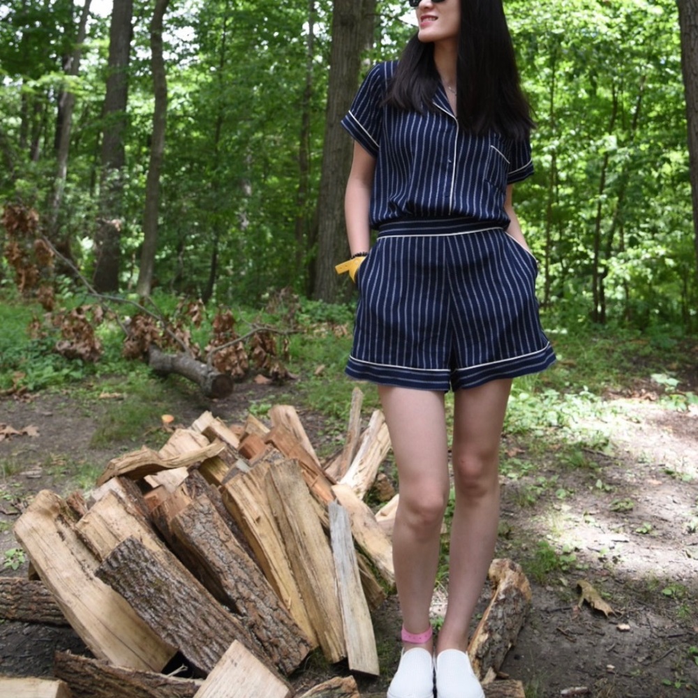 Pajama stripped short matching set